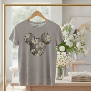 Mickey Mouse Floral Shirt - Gray Women's Size Large